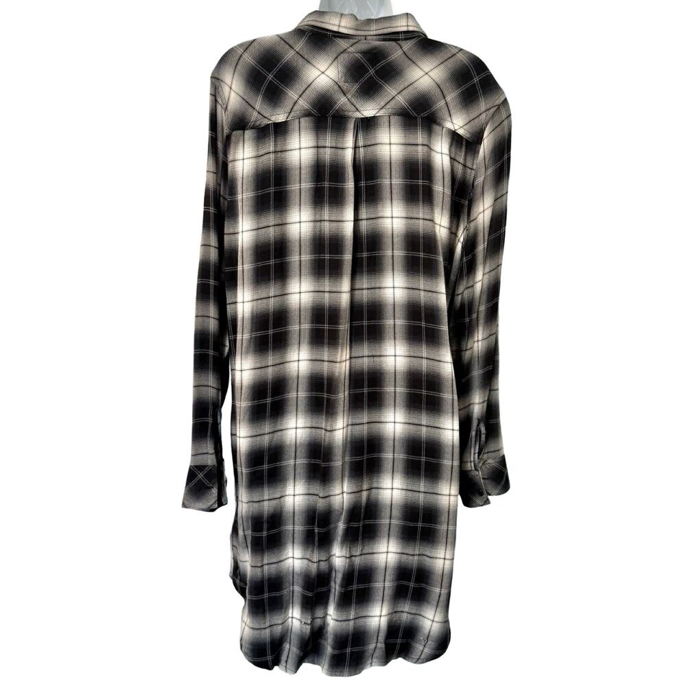Rails Black White Plaid Button Down Long Sleeve Bianca Soft Shirt Dress size M - Picture 3 of 12